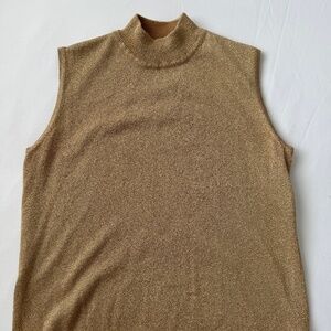 Vintage Gold Sleeveless Turtleneck Top